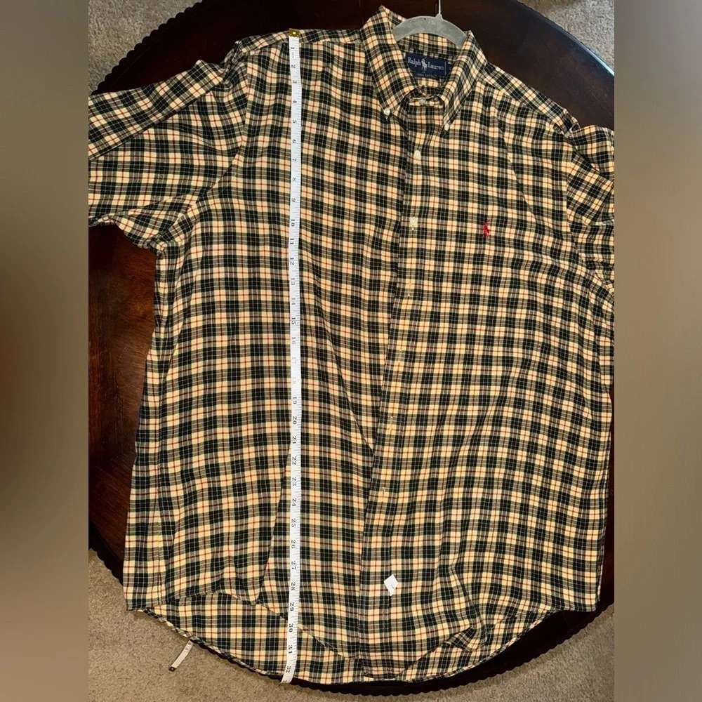 Ralph Lauren Classic Fit long slv button down Ylw Black & Red Plaid shirt Sz XL - Picture 7 of 8